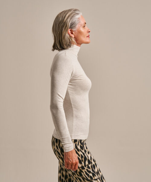 Bam2968 High Neck Top Oatmeal Clothing 3