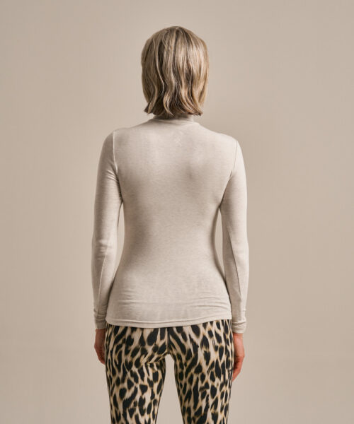 Bam2968 High Neck Top Oatmeal Clothing 4