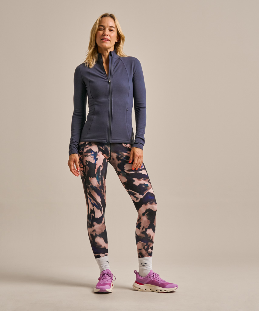 Bam Sculpting Zip Through Sweat Top In Blue