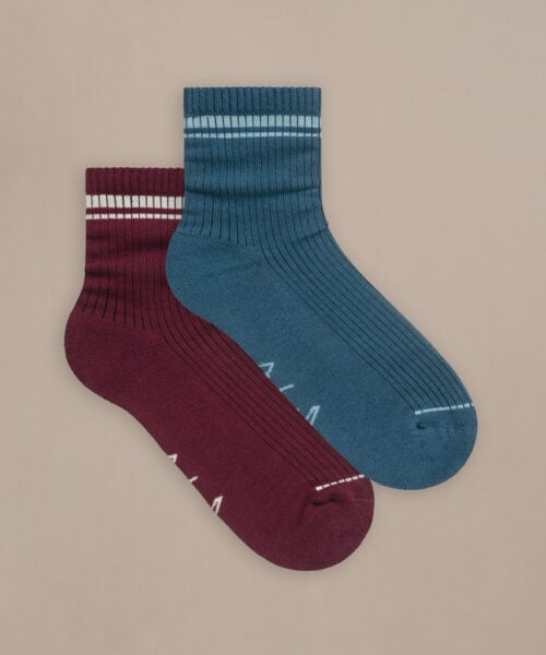 Bam2989 Blend Quarter Crew Socks Damson Teal Clothing 1
