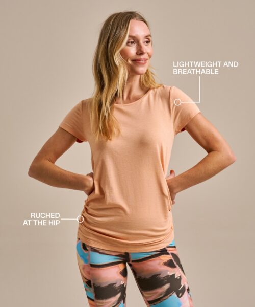 Bam846 Gathered Hem Air Tshirt Clementine Marl Bam Clothing