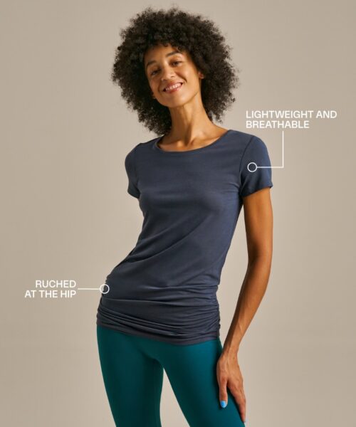 Bam846 Gathered Hem Air Tshirt Navy Bam Clothing