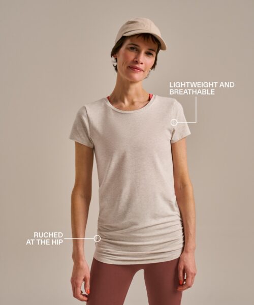 Bam846 Gathered Hem Air Tshirt Oatmeal Marl Bam Clothing