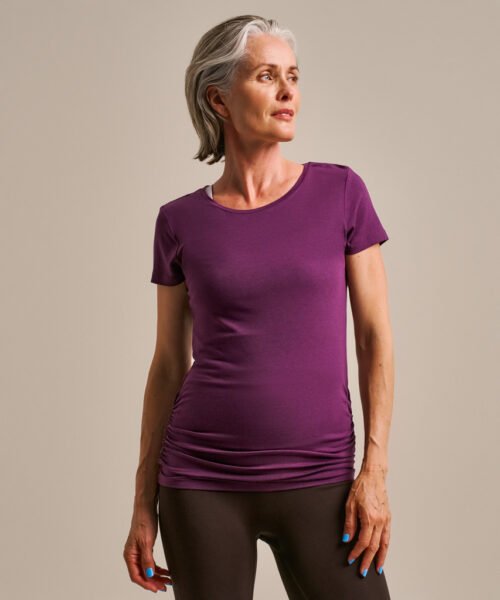 Bam846 Gathered Hem T Shirt Damson Clothing 1