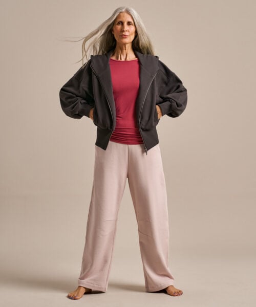 Bam846 Gathered Hem T Shirt Rose Garnet Clothing 1