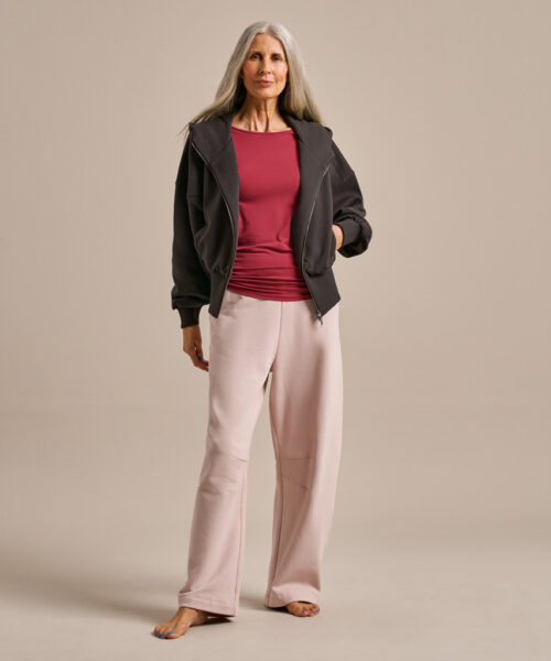 Bam846 Gathered Hem T Shirt Rose Garnet Clothing 6